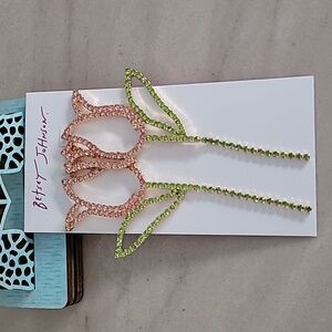 Betsey Johnson Elegant Pink and Green Tulip Earrings